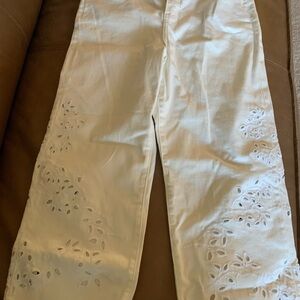 Liverpool White Jeans with Eyelet Design